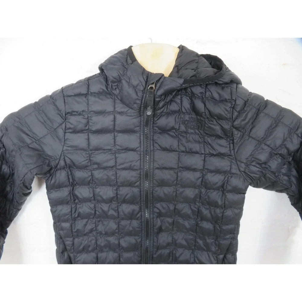 The North Face ThermoBall Jacket Boys 10/12 Medium Black Hooded Puffer Winter